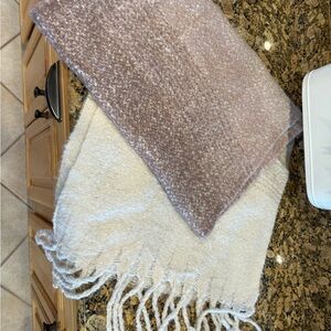 Luxurious Cream and Purple Scarf